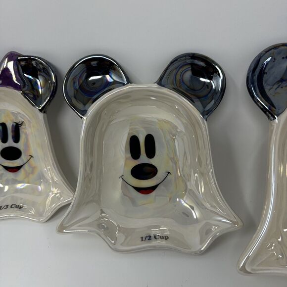 Disney Mickey & Minnie Mouse Halloween Ghost Set Of 4 Iridescent Measuring Cups - Picture 4 of 8